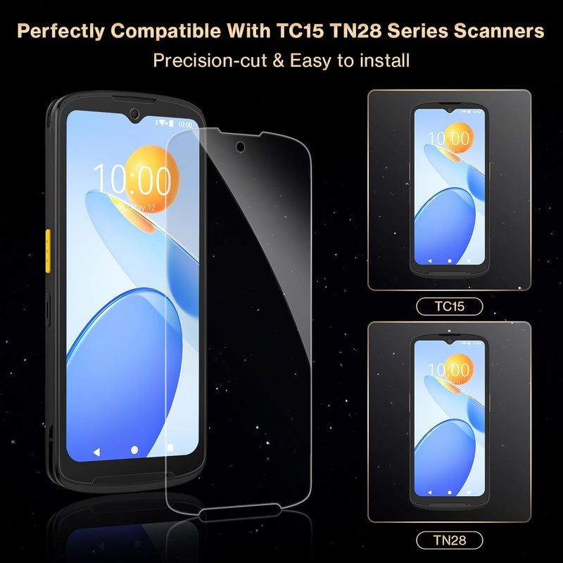 EXCEMO TC15 Tempered Glass Screen Protector for Zebra Symbol TN28 TC15 Barcode Scanner Handheld Mobile Computer, 6.5 Inch Display Protective Film, Case Friendly (3Pcs) - Image 2